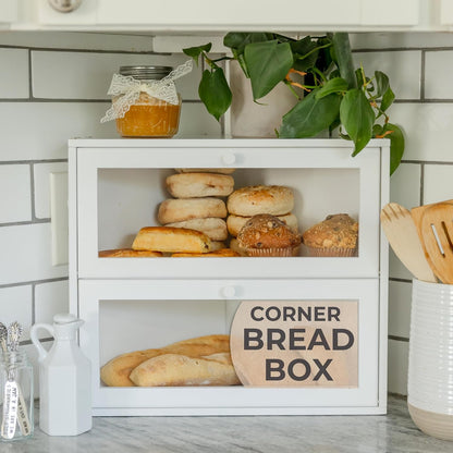 BakedBin corner bread box - White