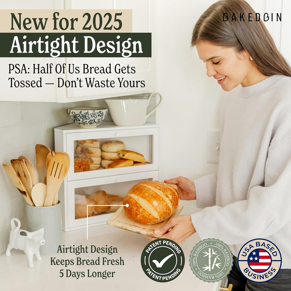 BakedBin corner bread box - White