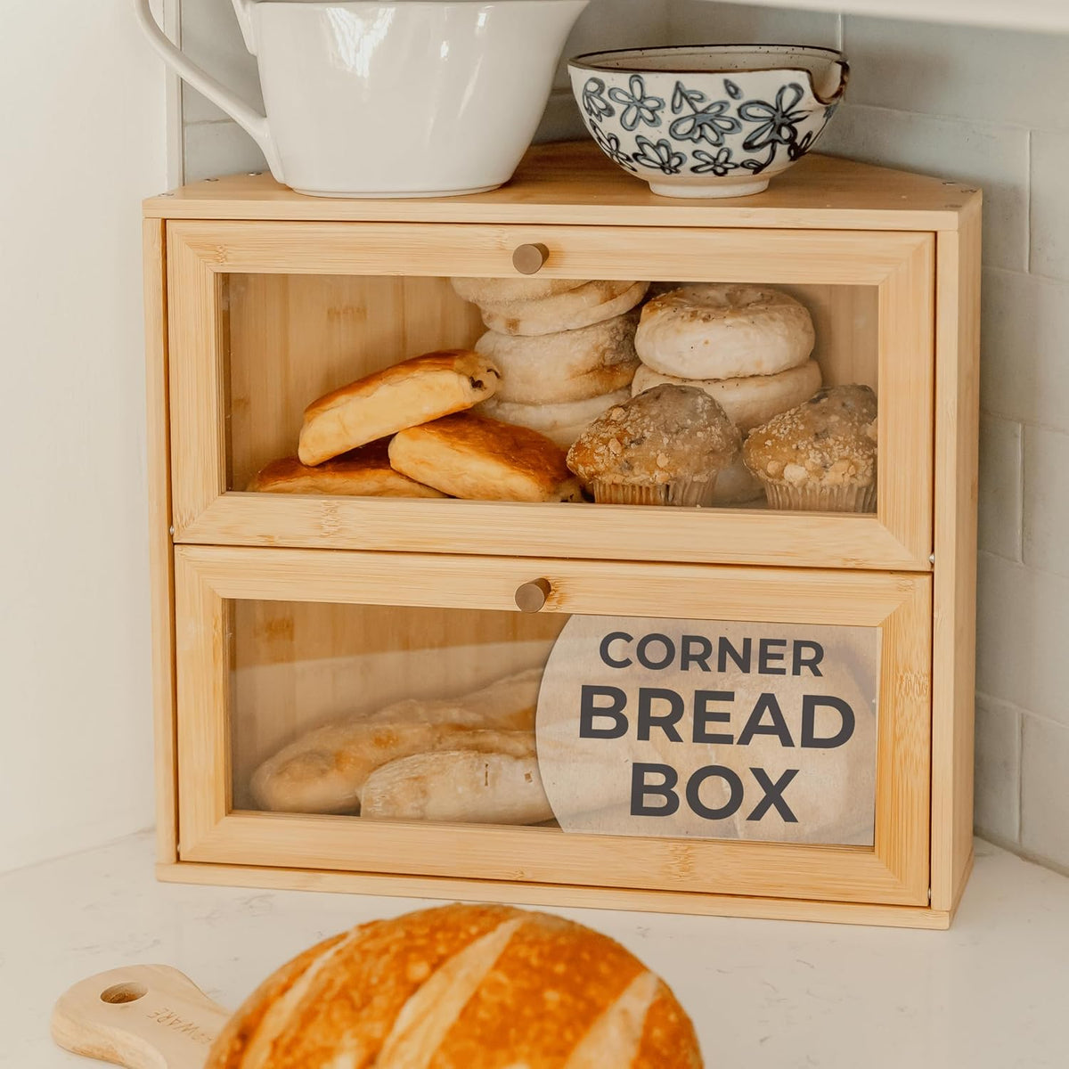 BakedBin corner bread box - Bamboo