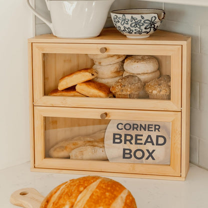 BakedBin corner bread box - Bamboo
