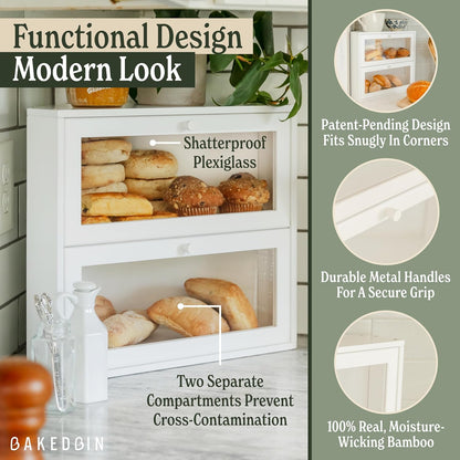 BakedBin corner bread box - White
