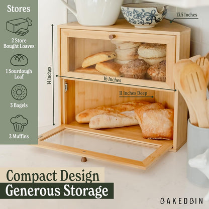 BakedBin corner bread box - Bamboo