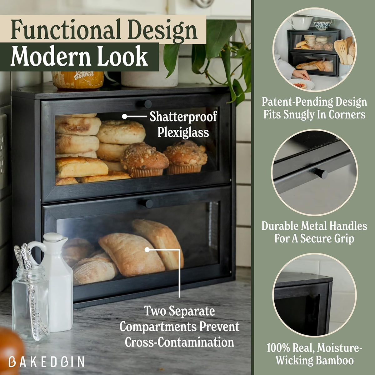 BakedBin corner bread box - Black