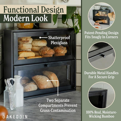 BakedBin corner bread box - Black