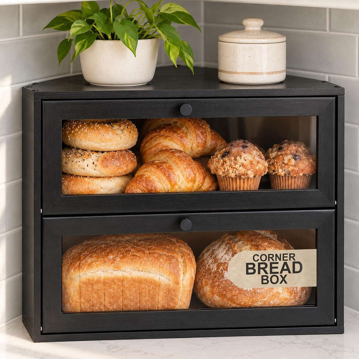 BakedBin corner bread box - Black